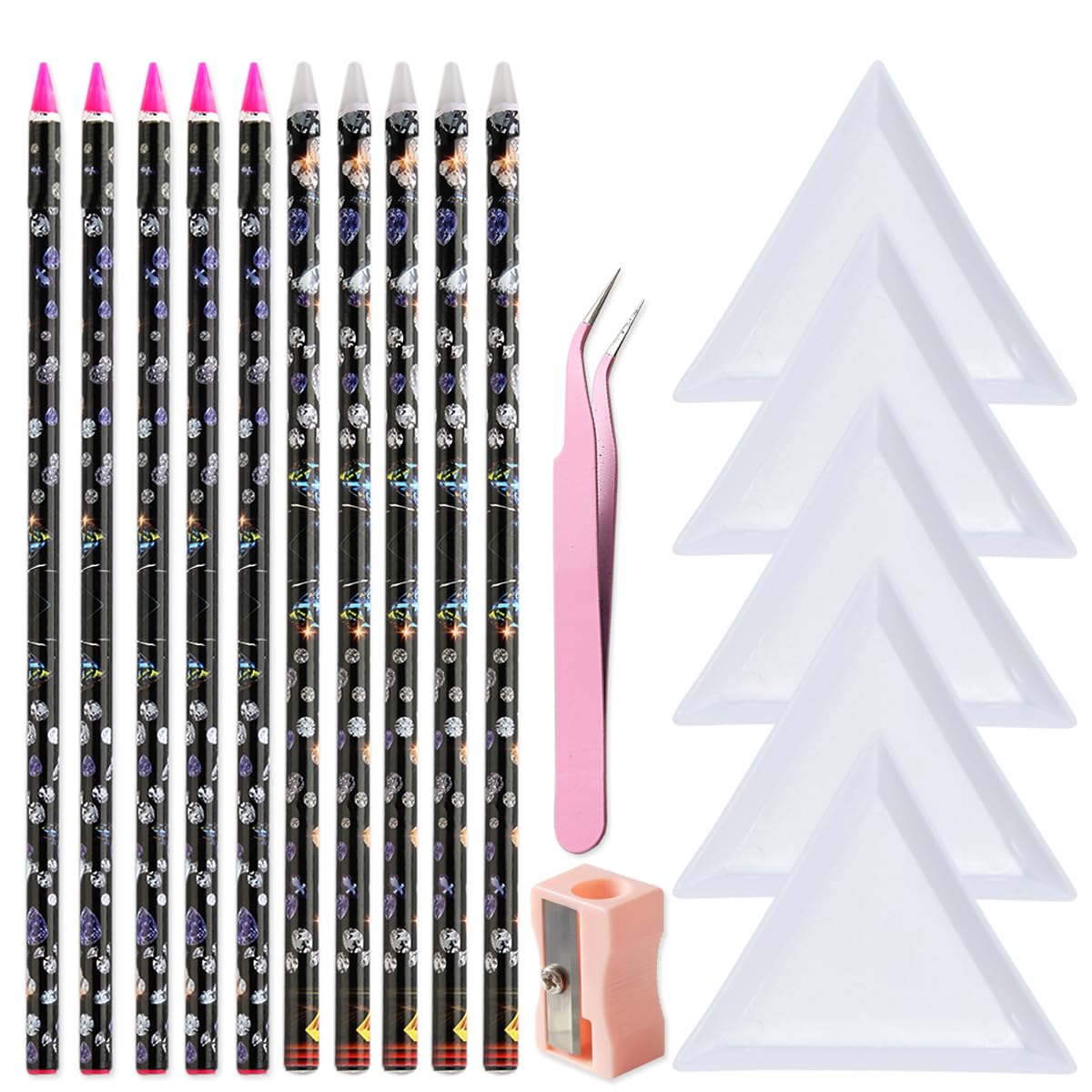 10-Piece Rhinestone Wax Picker Pencil Set with Tray