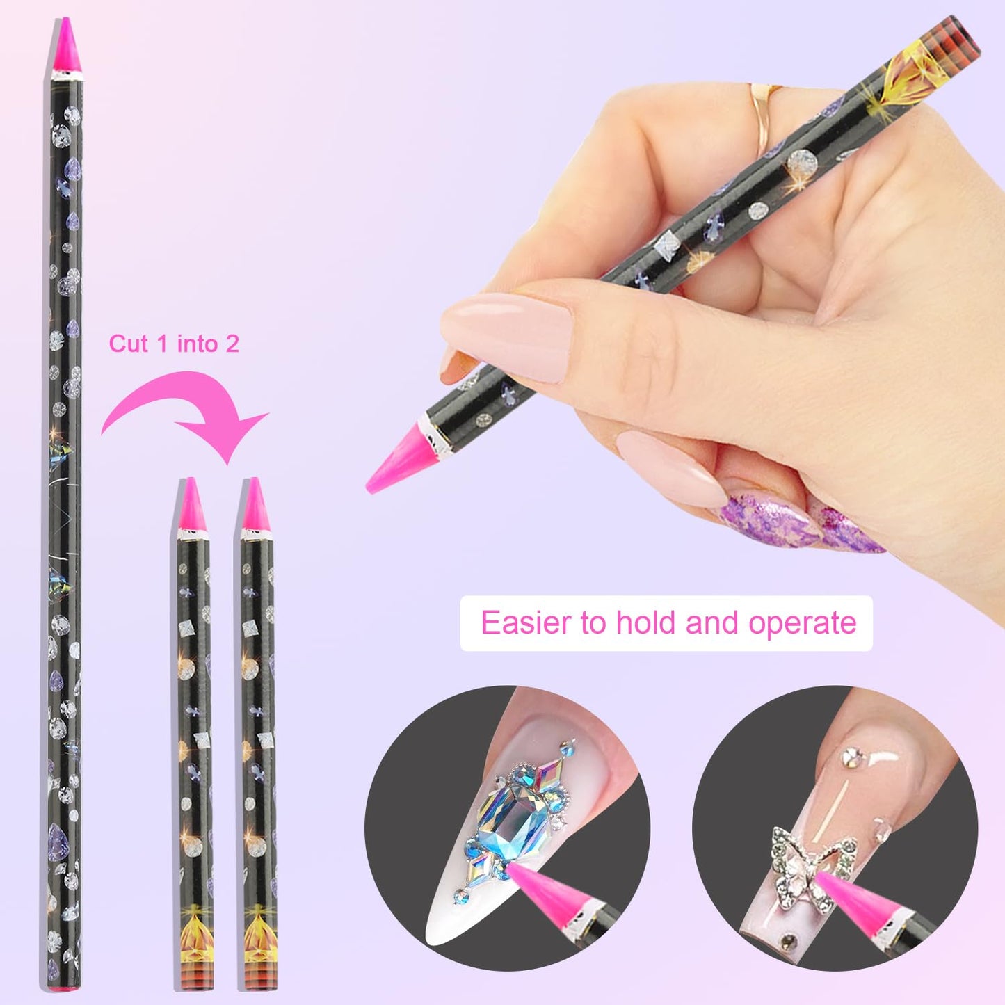 10-Piece Rhinestone Wax Picker Pencil Set with Tray