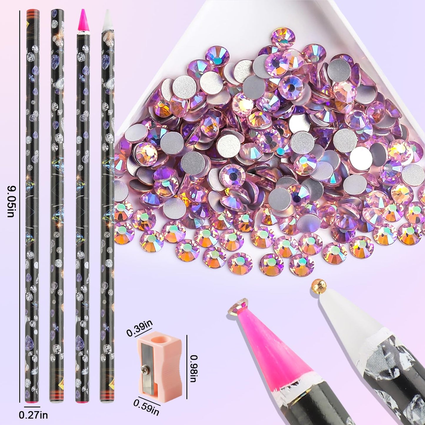 10-Piece Rhinestone Wax Picker Pencil Set with Tray
