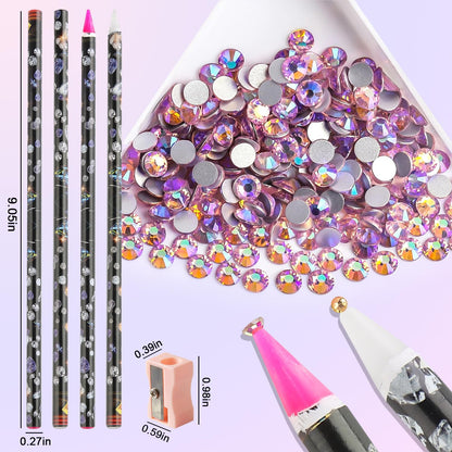 10-Piece Rhinestone Wax Picker Pencil Set with Tray