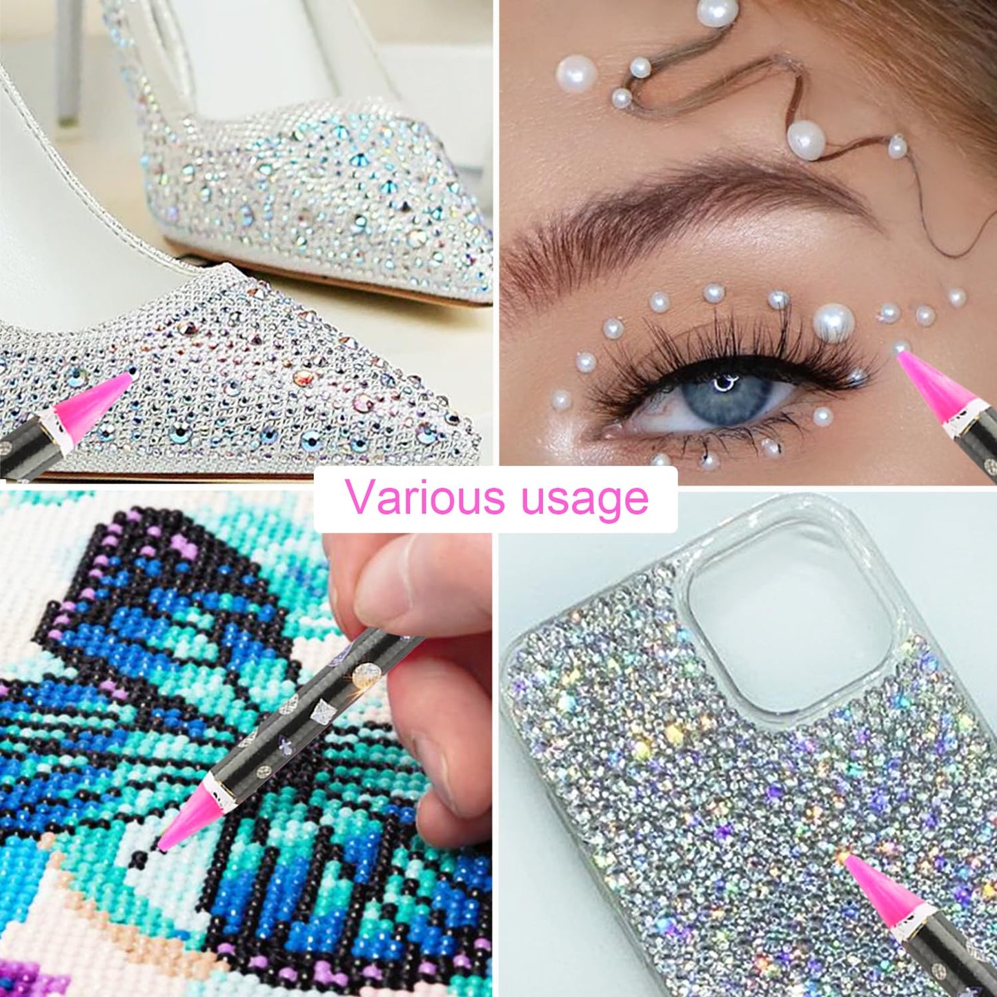 10-Piece Rhinestone Wax Picker Pencil Set with Tray